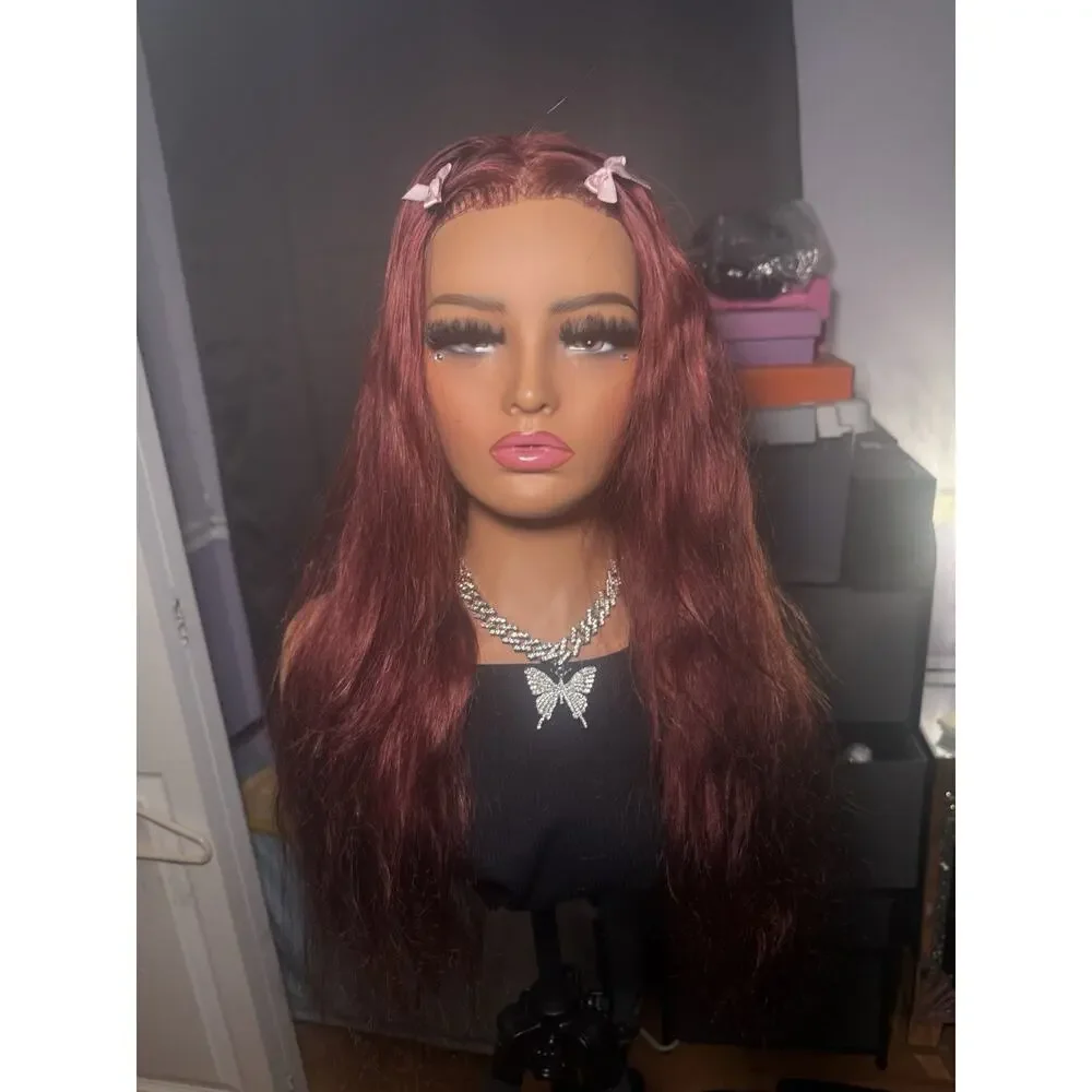 100% Human Hair 13x4 Lace Front Wig Burgundy